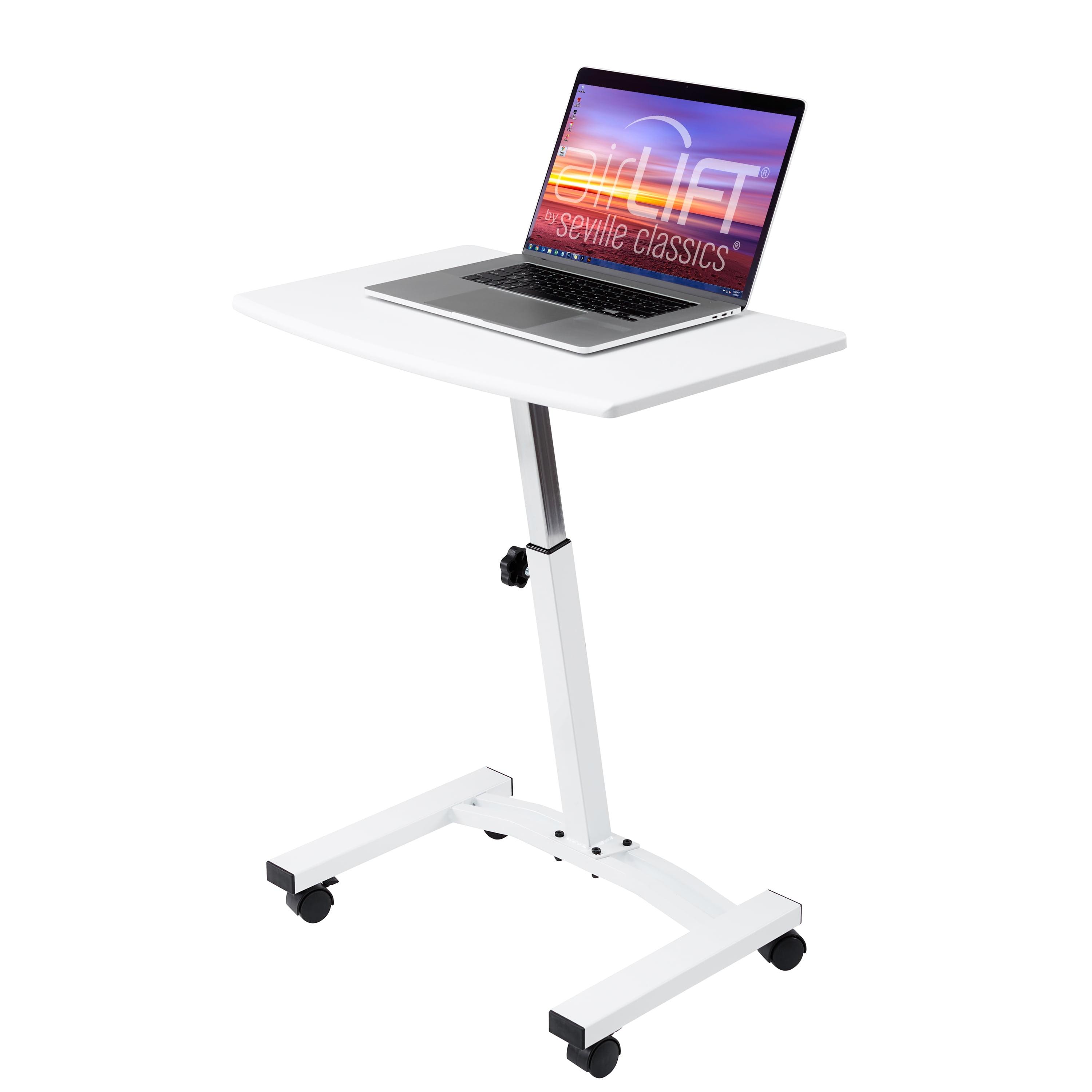 Seville Classics 23.75" Height Adjustable Mobile Laptop Desk, White