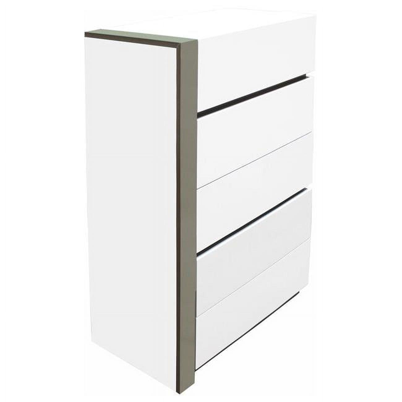 Seville White High Gloss 5-Drawer Chest