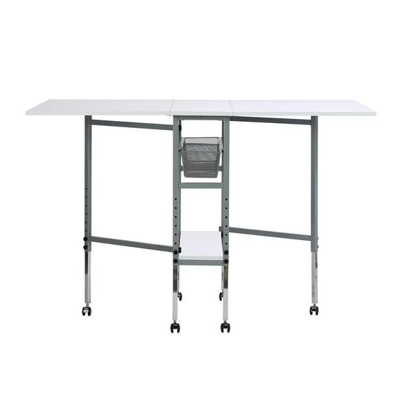 Sew Ready 58.75'' x 36.5'' Foldable Sewing Table with Sewing Machine Platform and Wheels