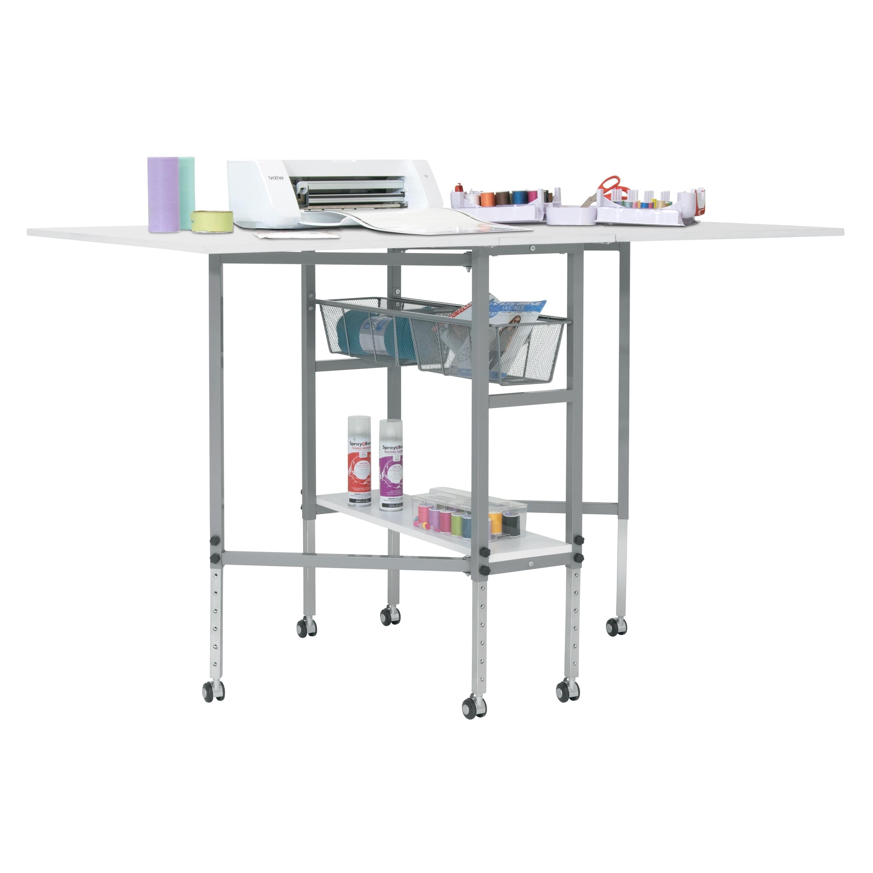 Sew Ready 58.75'' x 36.5'' Foldable Sewing Table with Sewing Machine Platform and Wheels