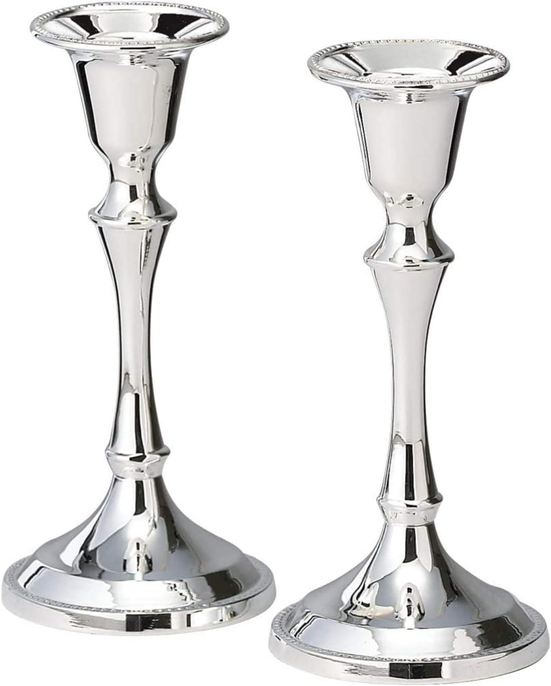 Elegant Seasons Silver Plated 2-Piece Candlestick Set