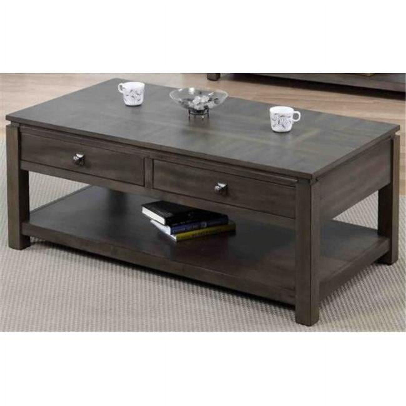 Traditional Rectangular Wood and Metal Coffee Table with Storage