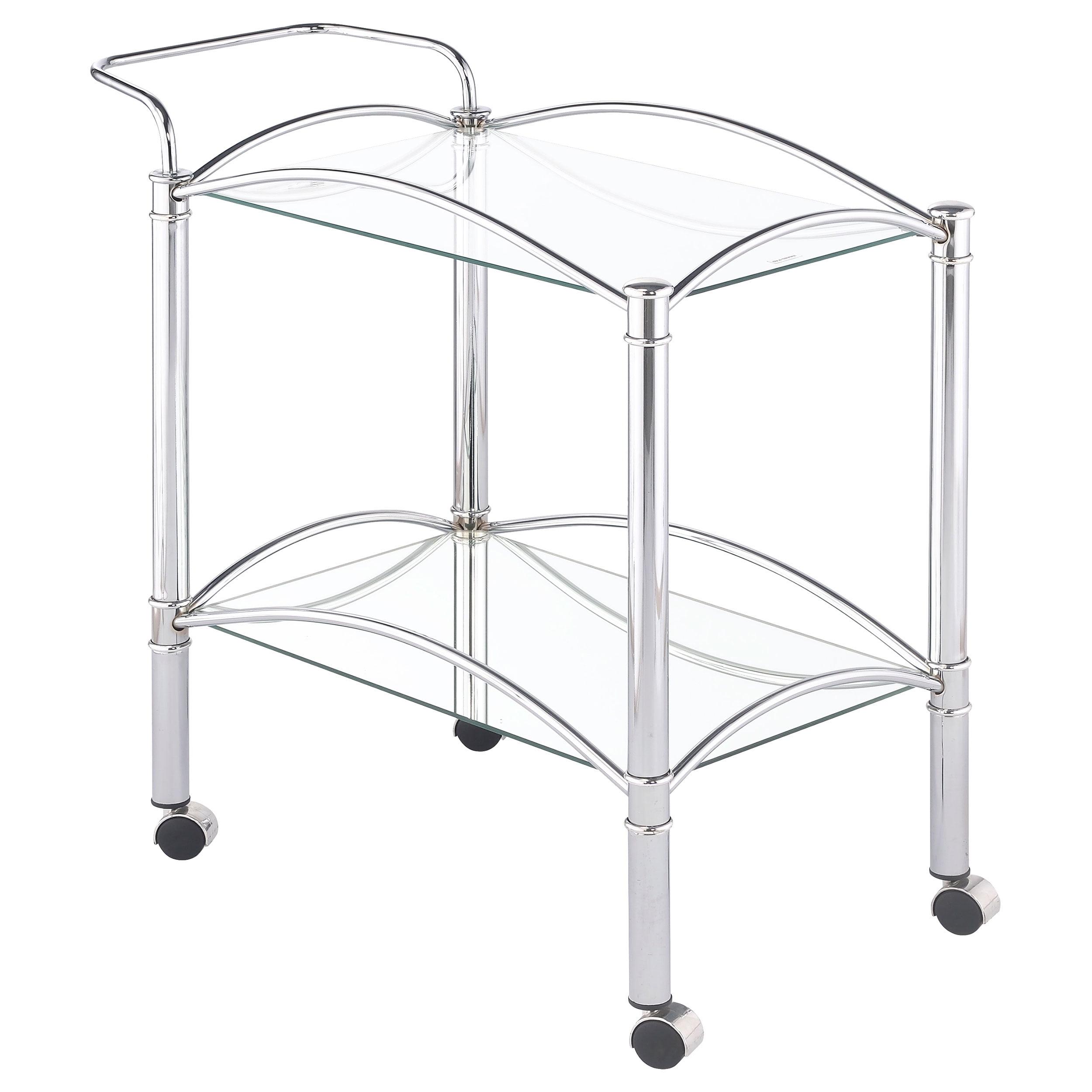 Chrome and Glass 2-Tier Serving Cart with Casters