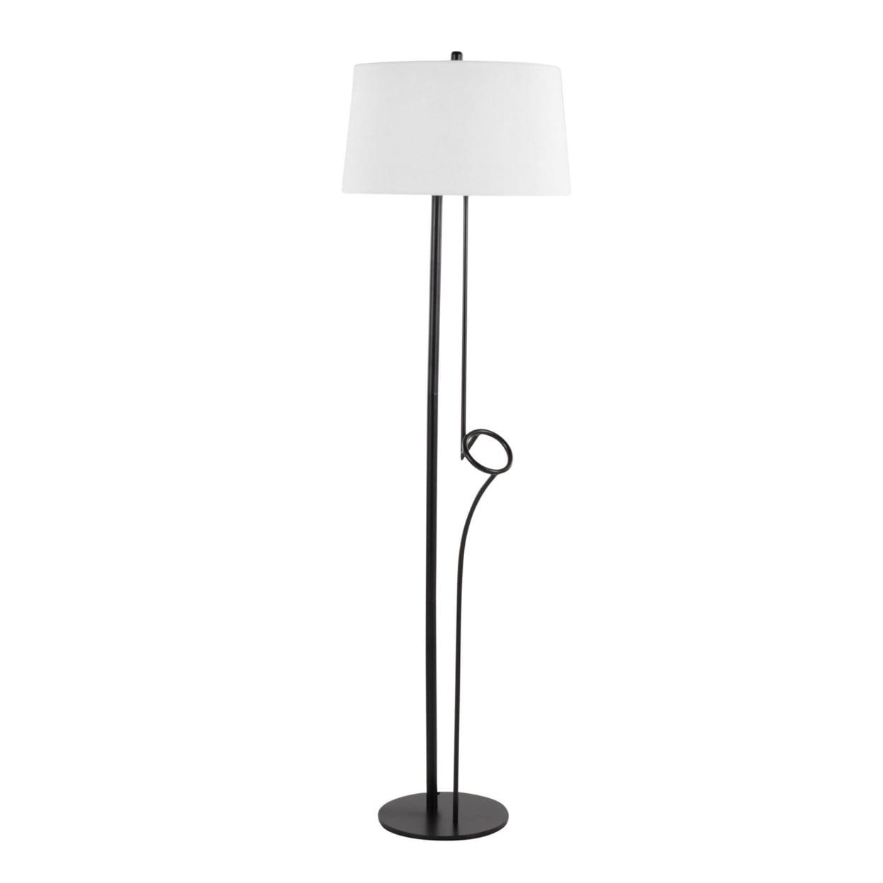 Shadow Contemporary Floor Lamp In Black Steel With White Linen Shade By Lumisource