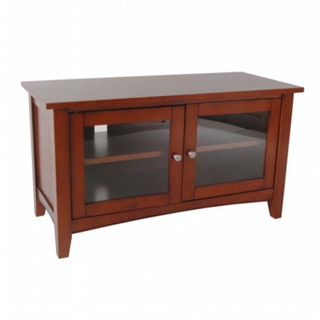 Modern Shaker Cottage 36-Inch Cherry TV Stand with Glass Cabinet