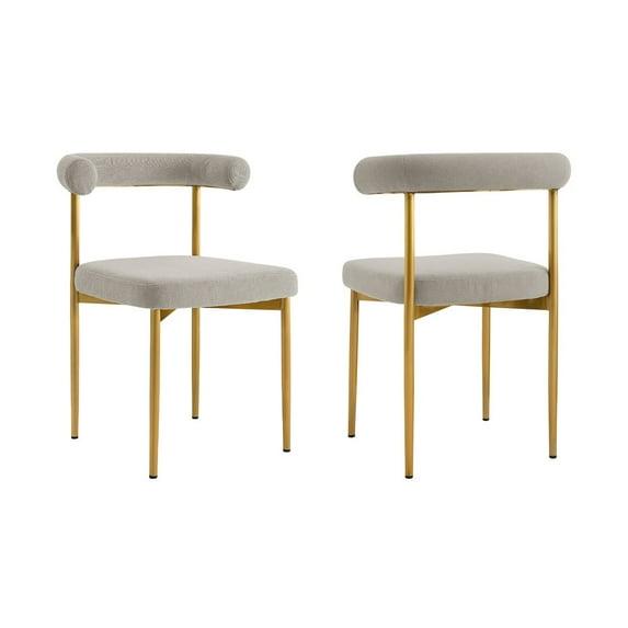 Shannon Dining Chair with Gold Brushed Stainless Steel and Taupe Fabric - Set of 2