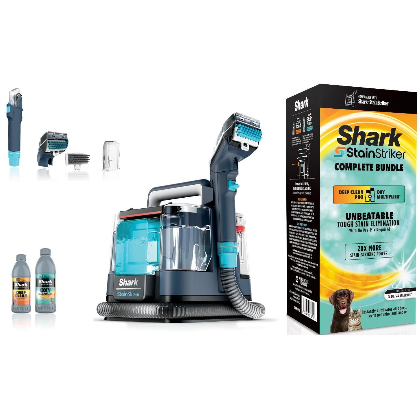 Shark StainStriker Portable Spot & Stain Remover, Carpet & Upholstery Cleaner with 2 tools, 6 oz. Deep Clean Pro Formula and 12 oz. OXY Multiplier Formula.