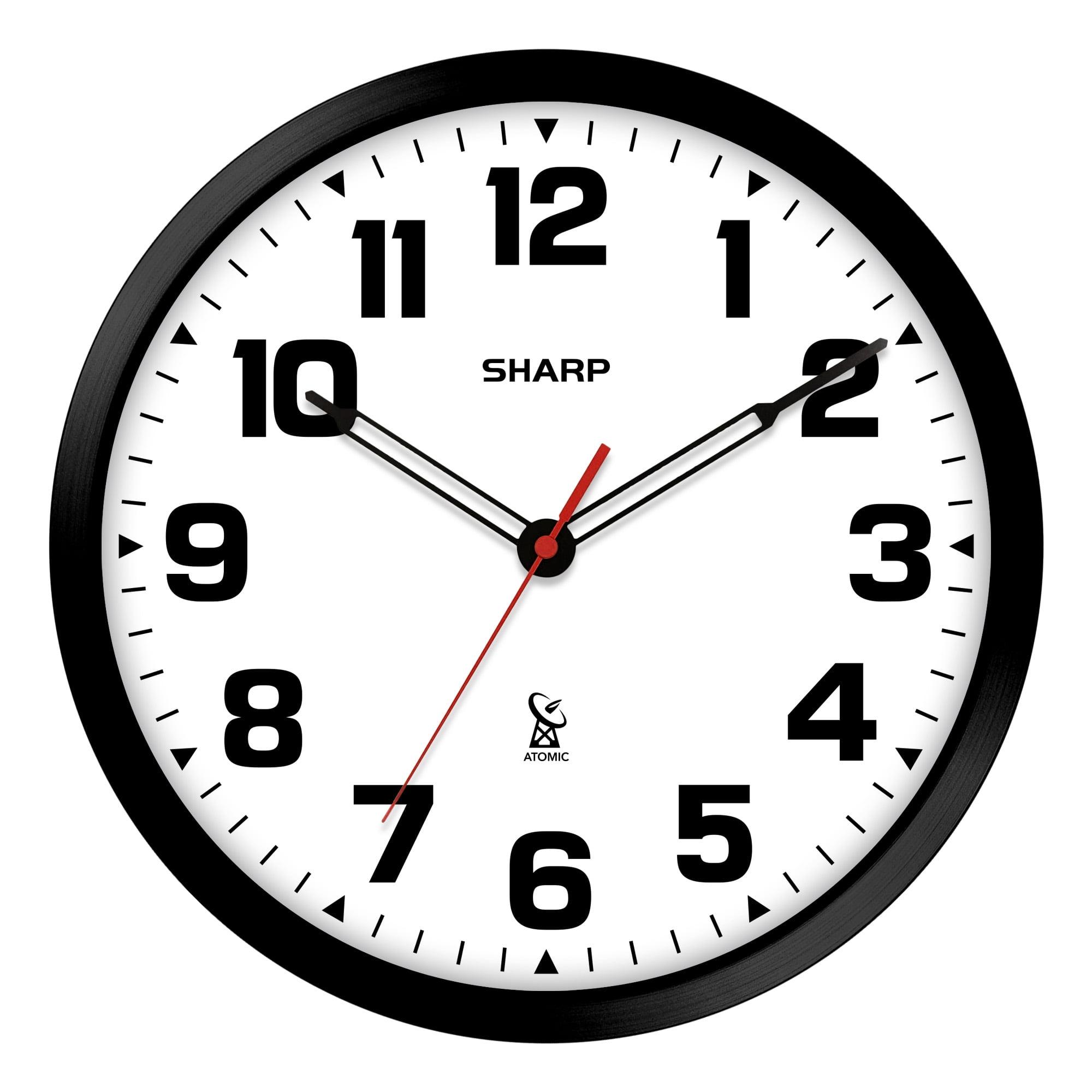 Sharp 12'' Black Plastic Atomic Wall Clock with Glass Face