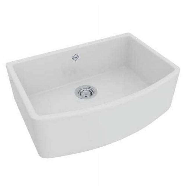 Waterside 30" Single Bowl Farmhouse Bowed Apron Front Fireclay Kitchen Sink