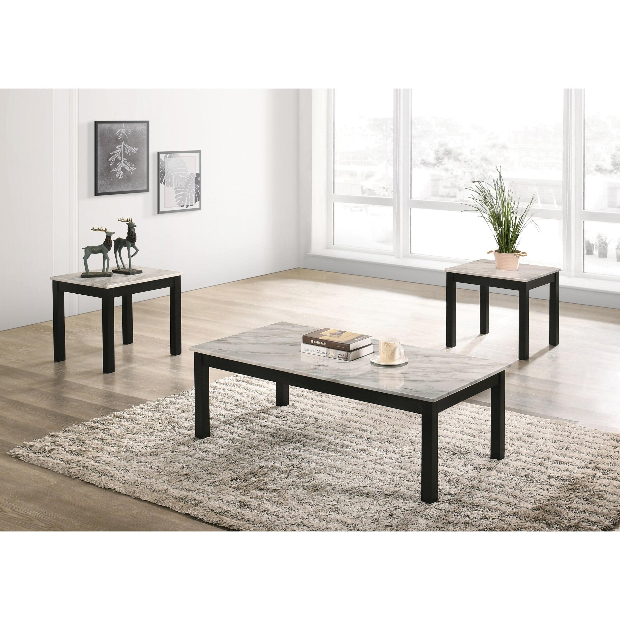 Shaylen White Faux Marble 3-Piece Coffee and End Table Set