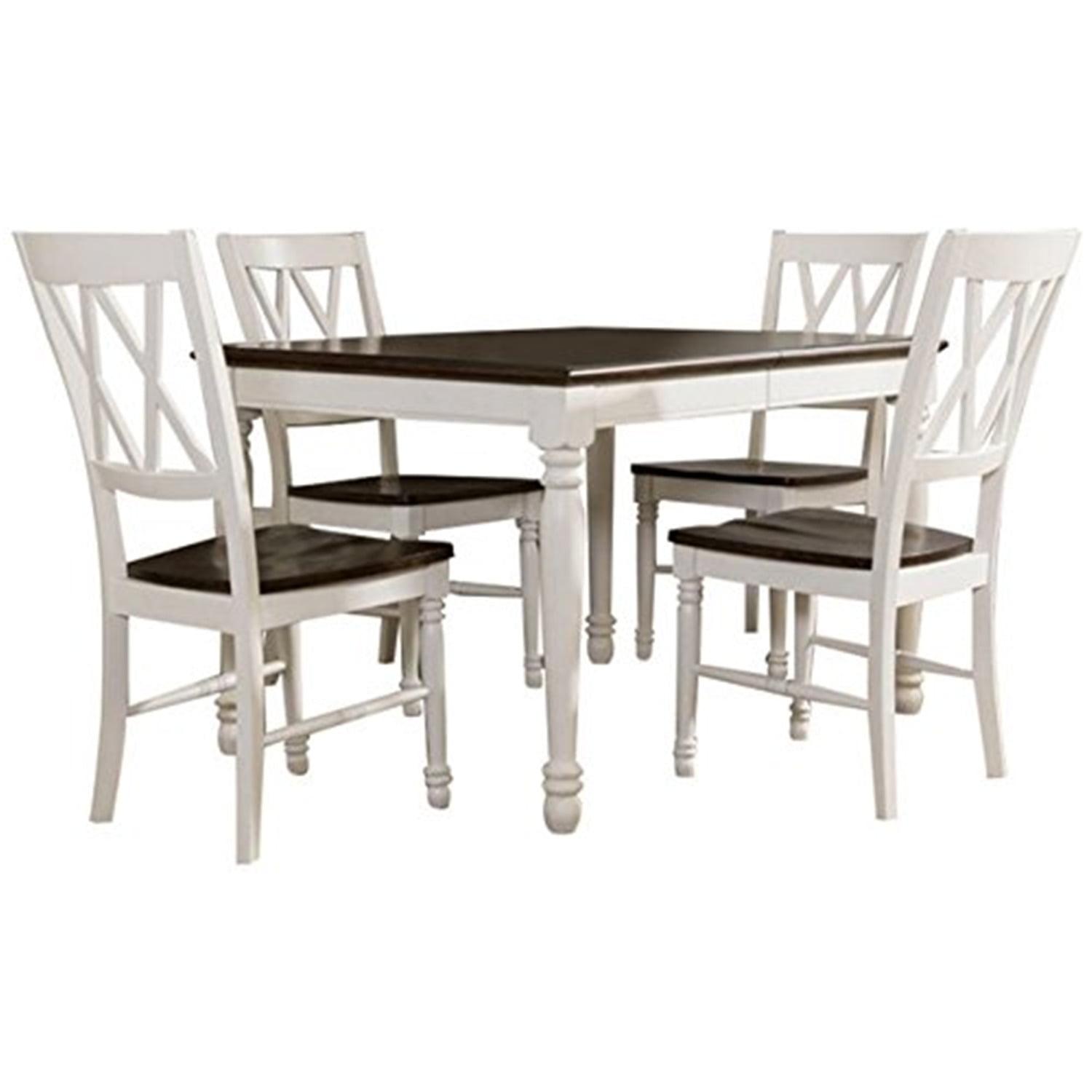 Shelby 5-Piece White and Dark Brown Dining Set