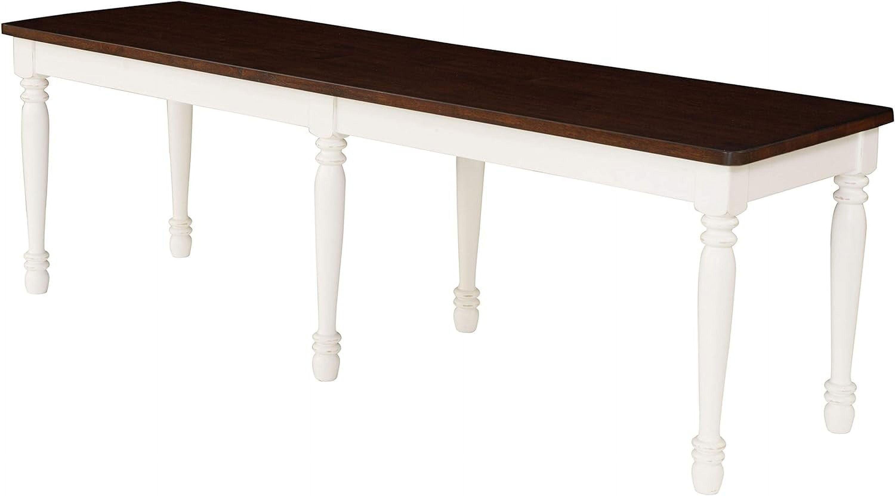 Shelby Dining Bench White - Crosley: Solid Hardwood, Turned Legs, Antique Finish, Seats 2