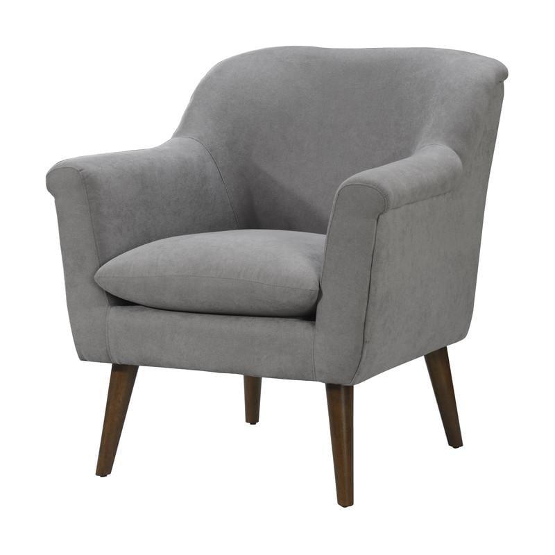 Shelby Steel Gray Woven Fabric Oversized Armchair with Walnut Finish Wooden Legs