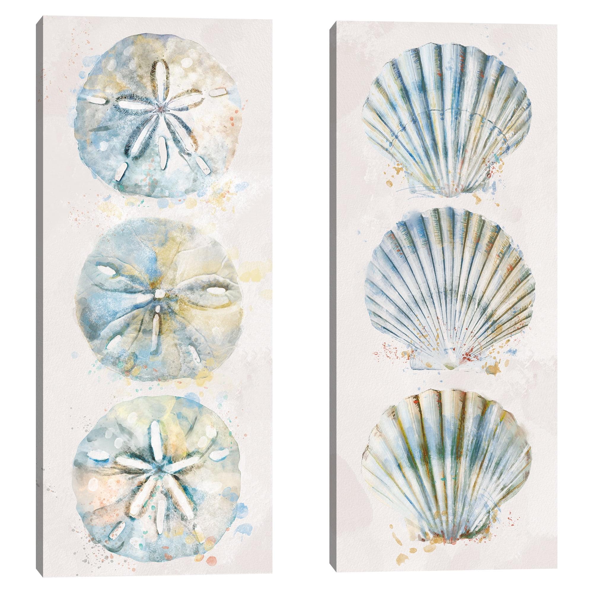 Coastal Seashell and Sand Dollar Canvas Prints Set of 2