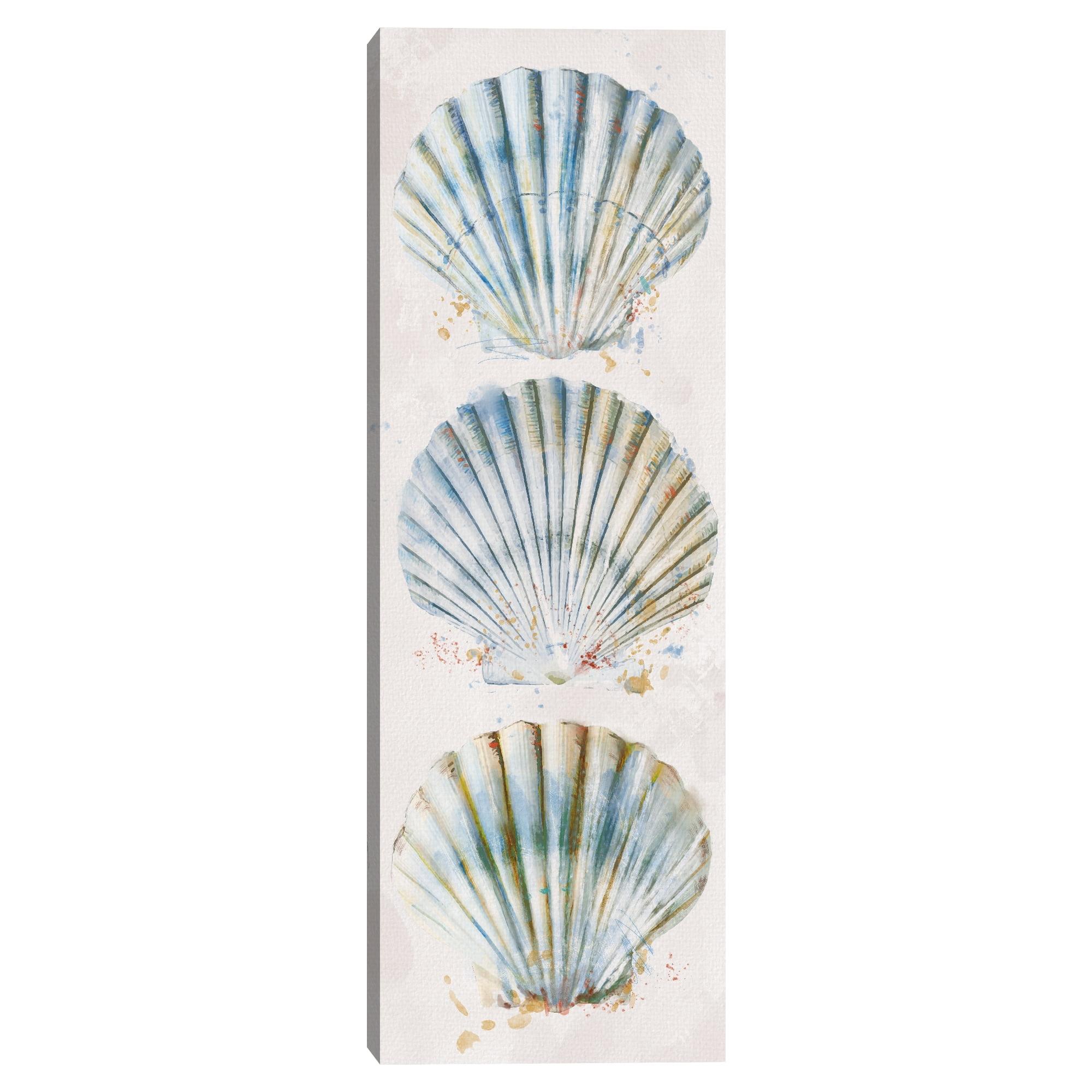 Coastal Blue and Gold Seashell Canvas Art Print