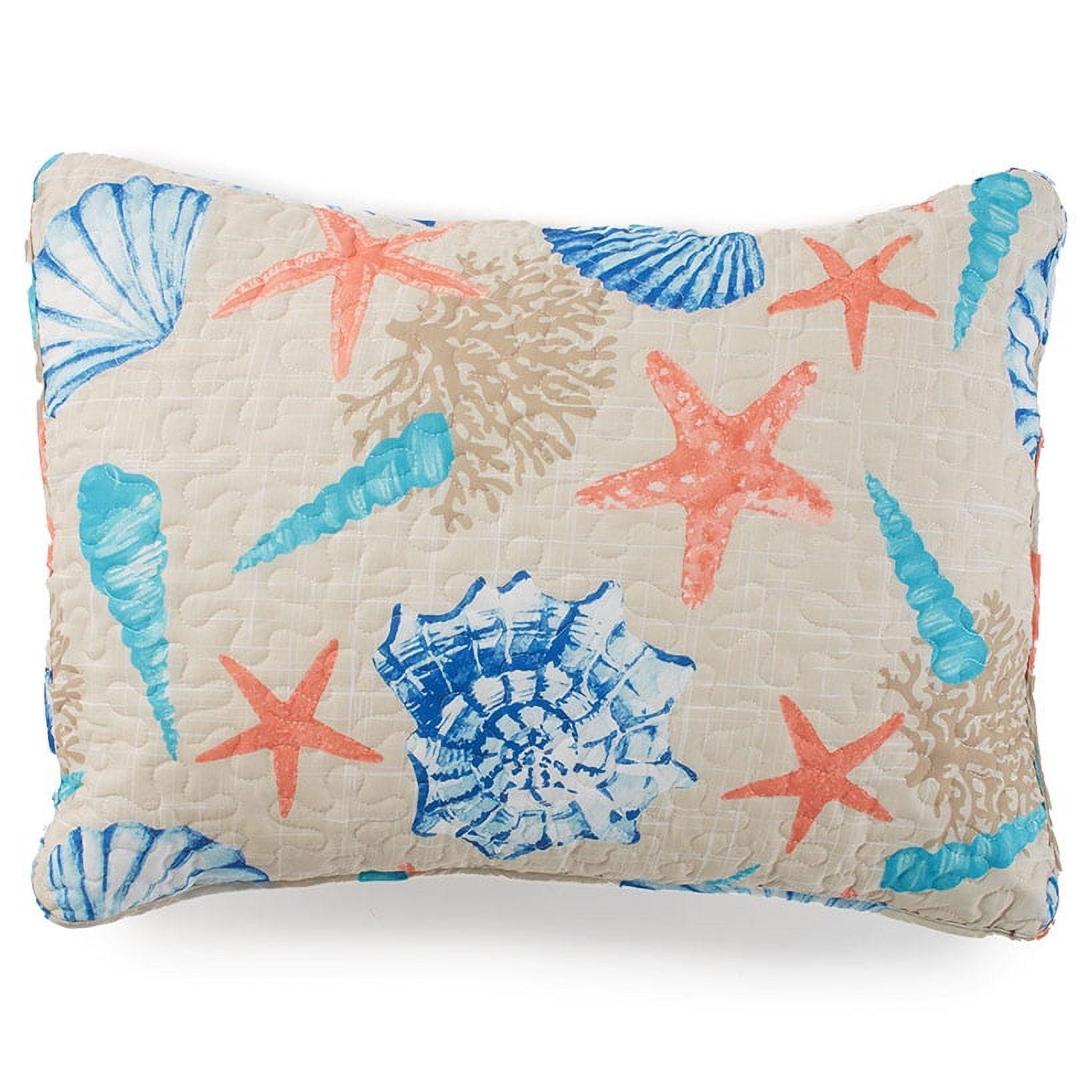 Coastal Starfish and Seashell Pattern Polyester Sham