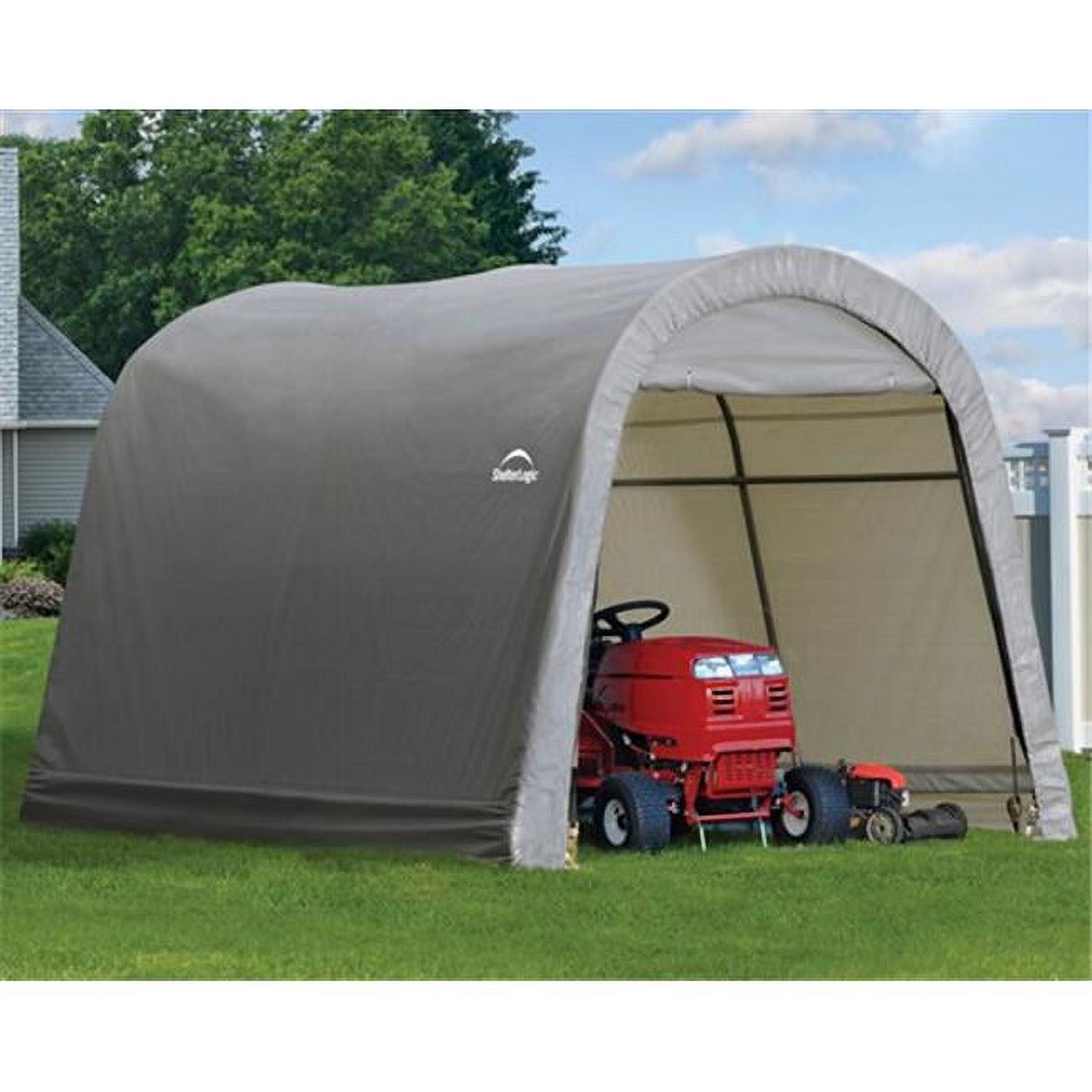 10' x 10' Gray Round Roof Outdoor Storage Shed with Roll-Up Doors