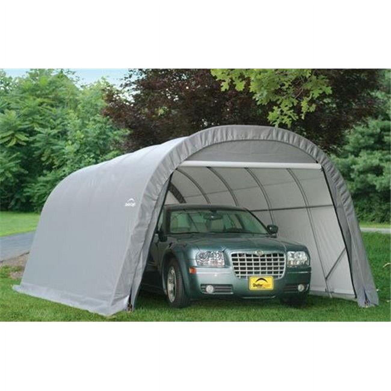 12' x 20' Gray Portable Round Garage with Zippered Doors