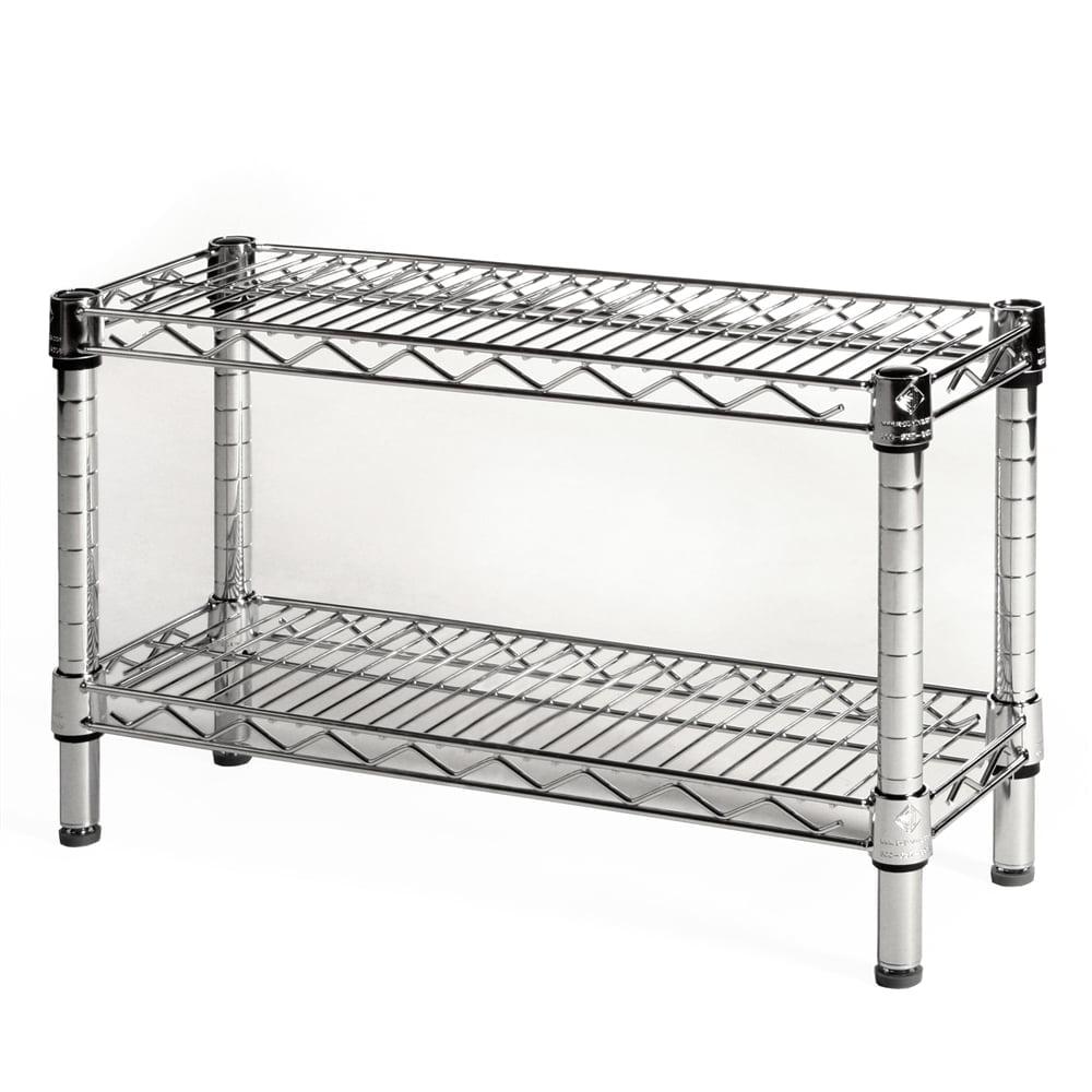 Shelving.com Chrome Wire Shelving with 2 Tier Shelves - 8"d x 24"w x 14"h