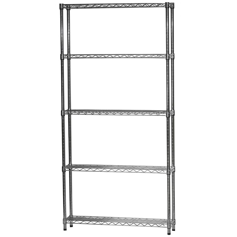 Shelving.com Chrome Wire Shelving with 5 Tier Shelves - 8"d x 36"w x 64"h