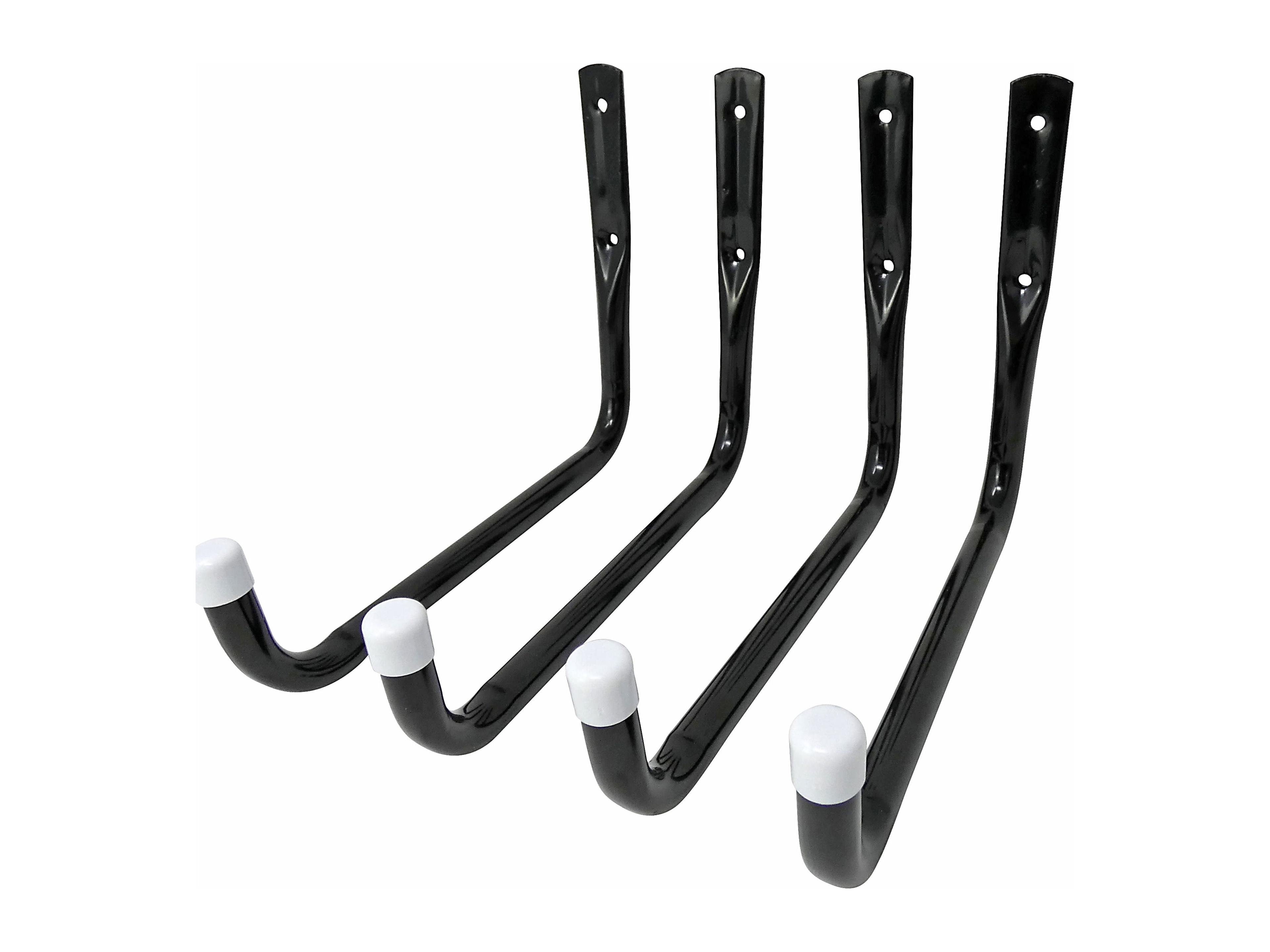 Heavy Duty Black Steel Garage Storage Hooks, 10.25 Inch, 4 Pack