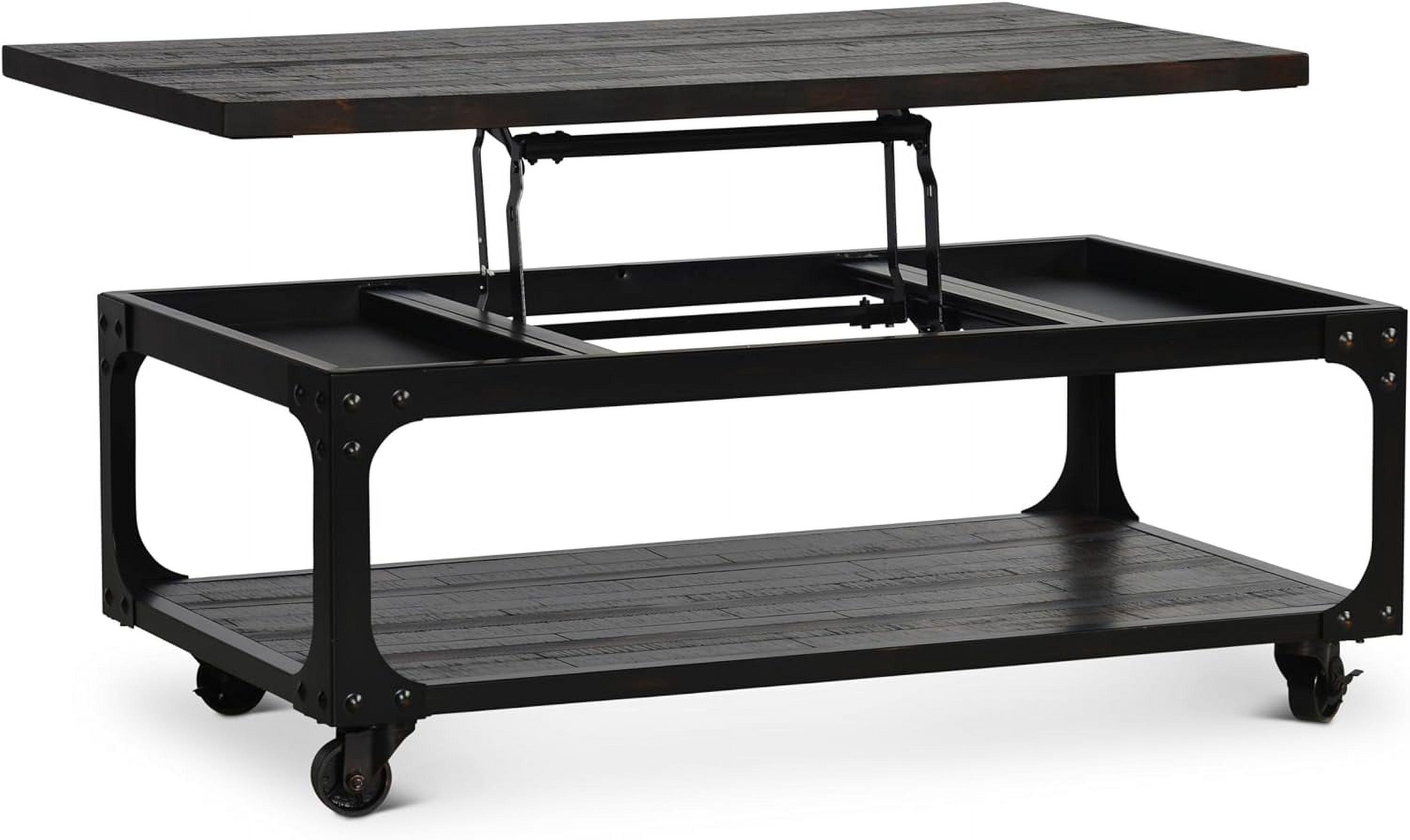 Rustic Tobacco 48" Wood Lift-Top Coffee Table with Storage