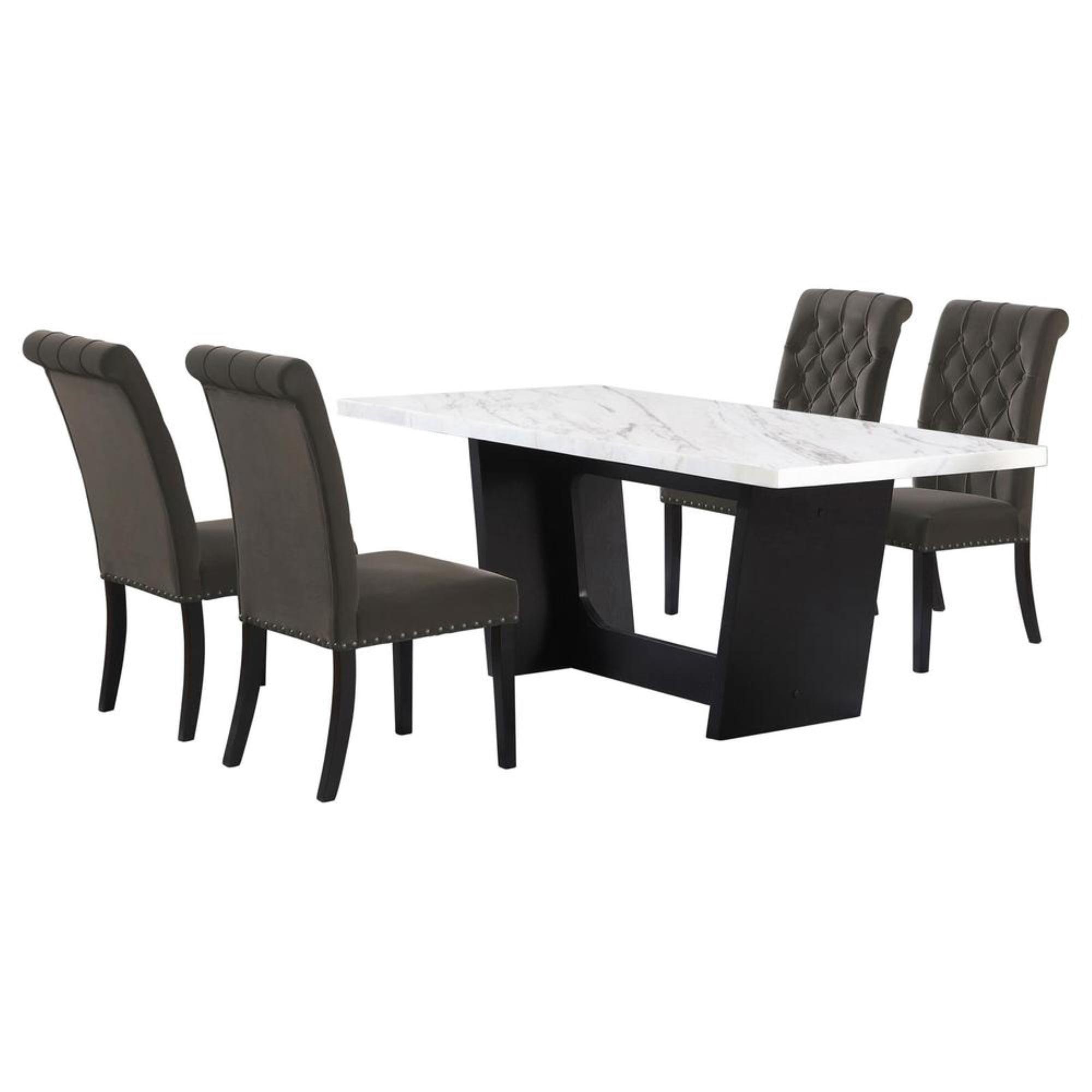 Coaster Sherry 5-piece Rectangular Marble Top Dining Set Brown and White