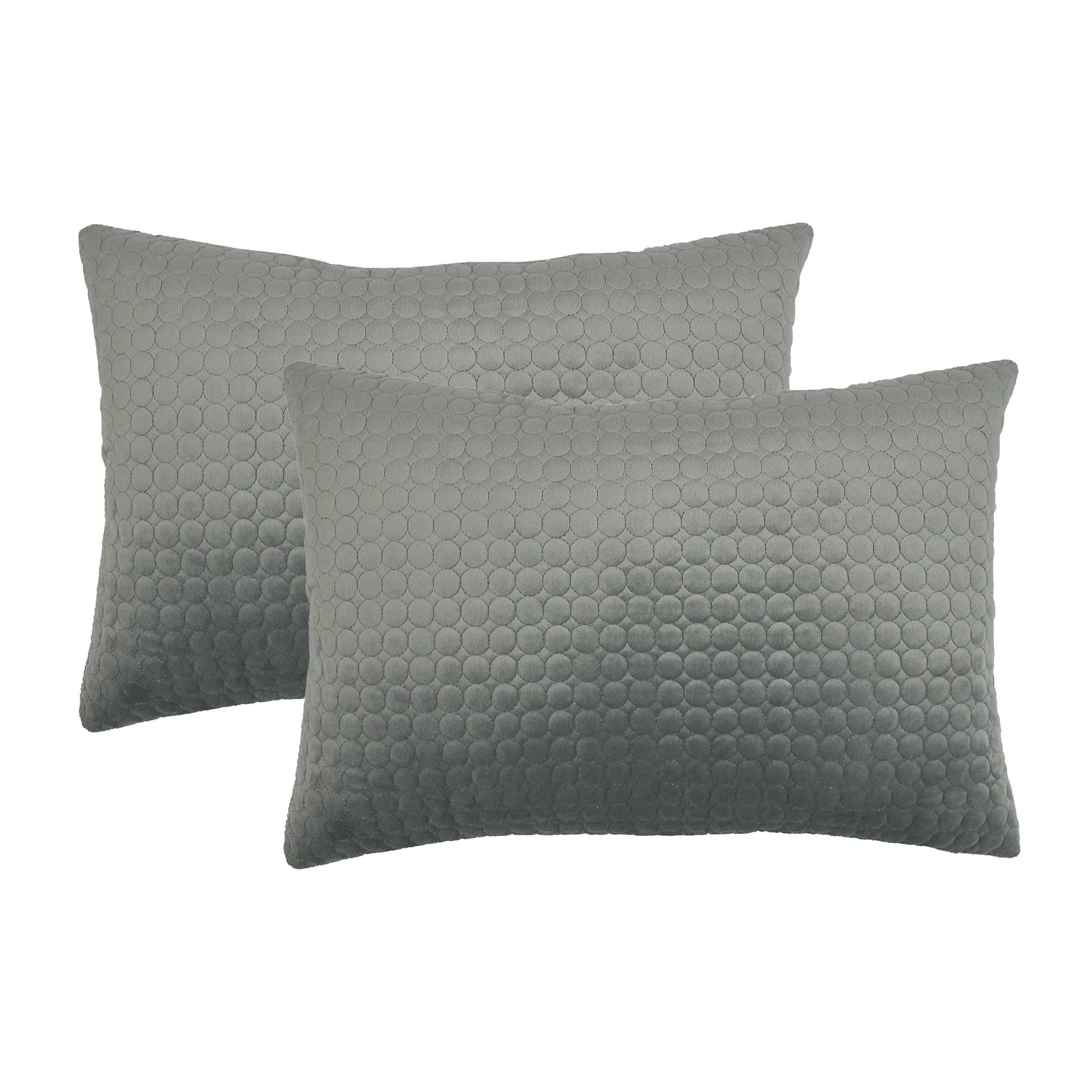 Silver Grey Embroidered Velvet Lumbar Pillow Set