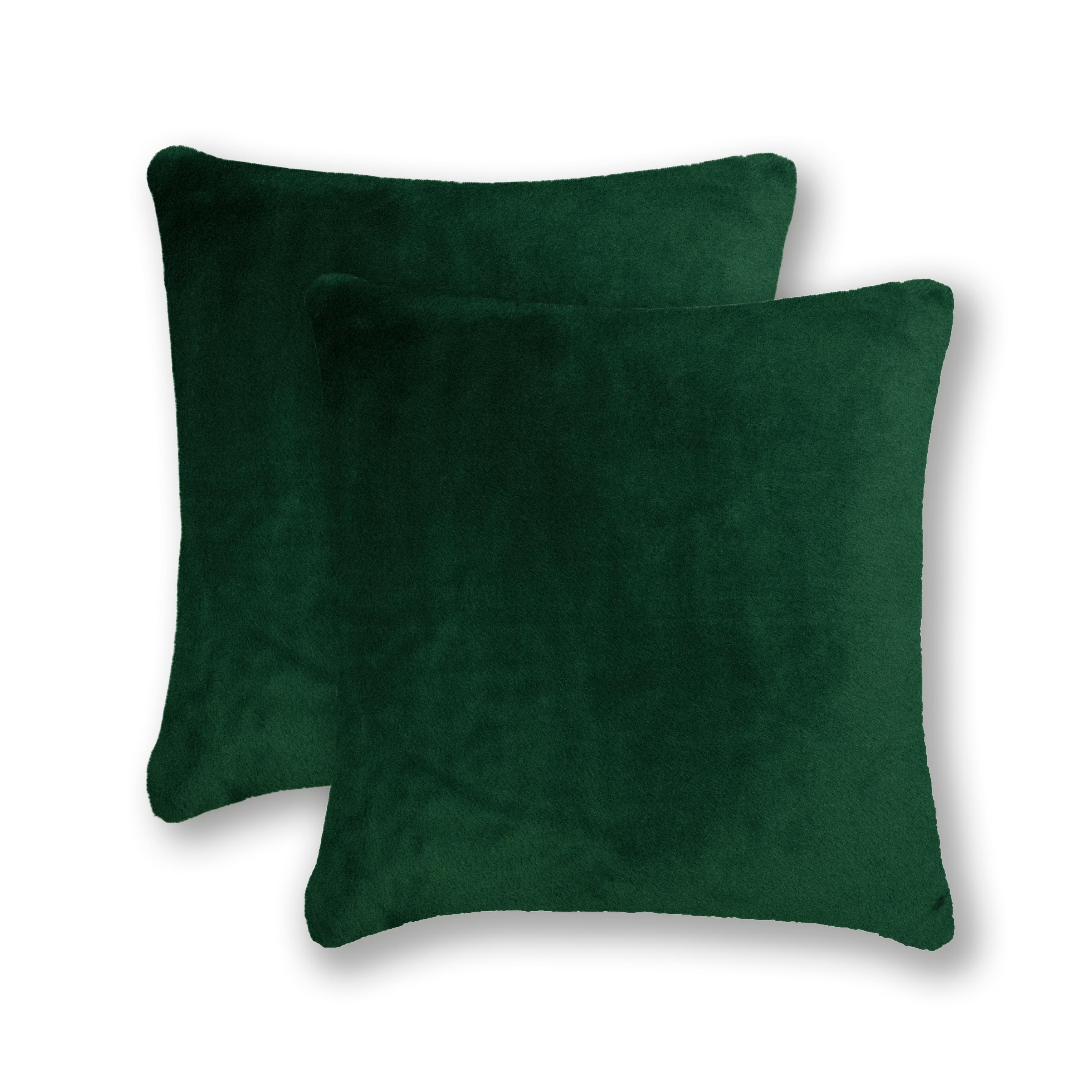 Hunter Green Faux Fur 20-Inch Decorative Pillow Set