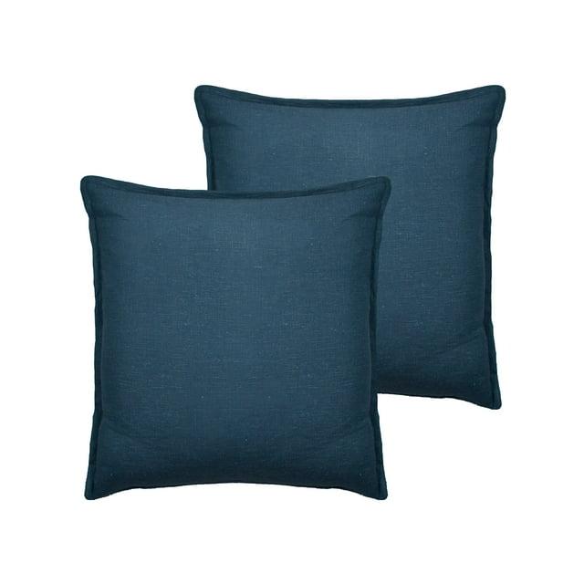 Sherry Kline  Lombard Linen Reversible 20-inch Decorative Throw Pillow (set of 2) Blue Feather