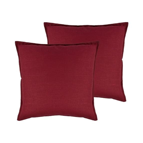 Sherry Kline Lombard Almohada Decorativa Reversible de Lino de 20 Pulgadas (Juego de 2) Pluma Roja