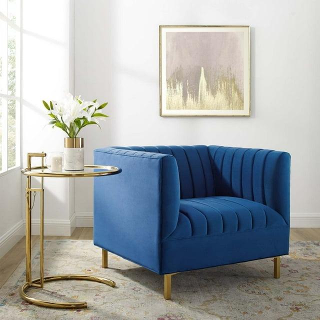 Shift Channel Tufted Performance Velvet Armchair-EEI-4130