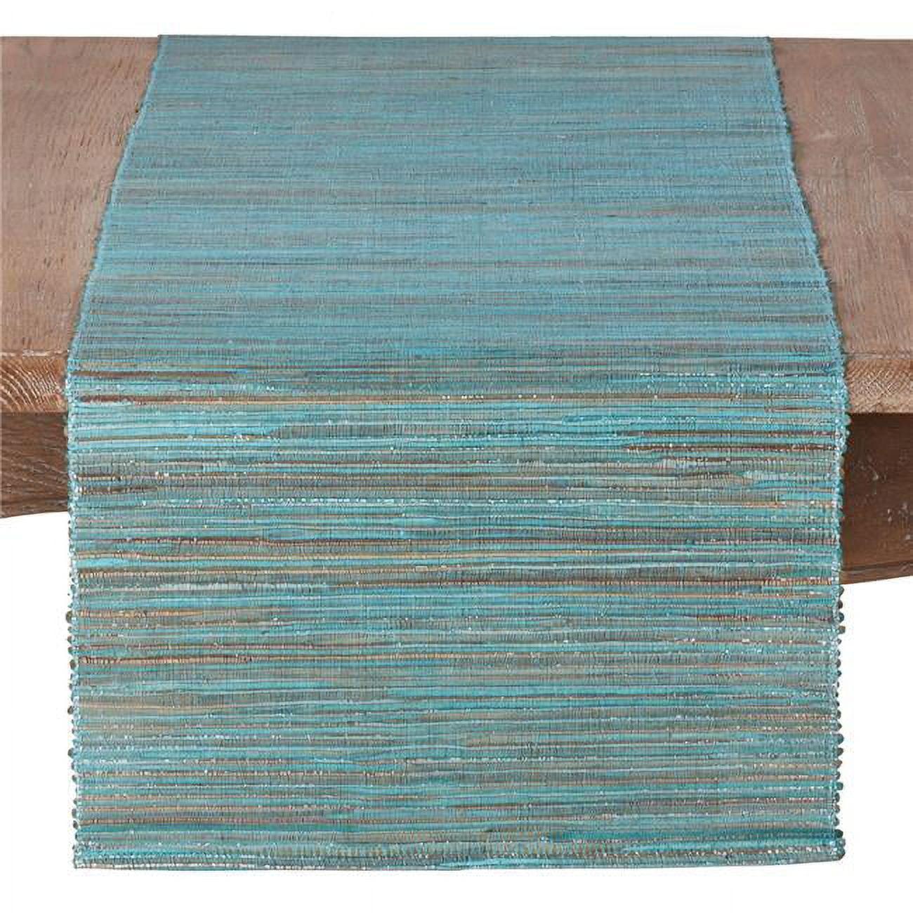 Saro Lifestyle Shimmering Woven Nubby Runner, Turquoise, 14" x 90"