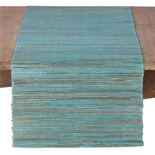 Saro Lifestyle Shimmering Woven Nubby Runner, Turquoise, 14" x 90"