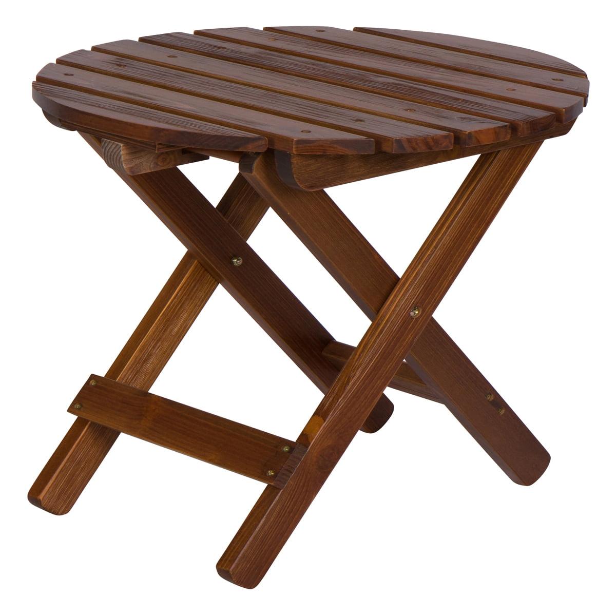 Shine Company Adirondack Round Cedar Wood Foldable Side Table in Brown