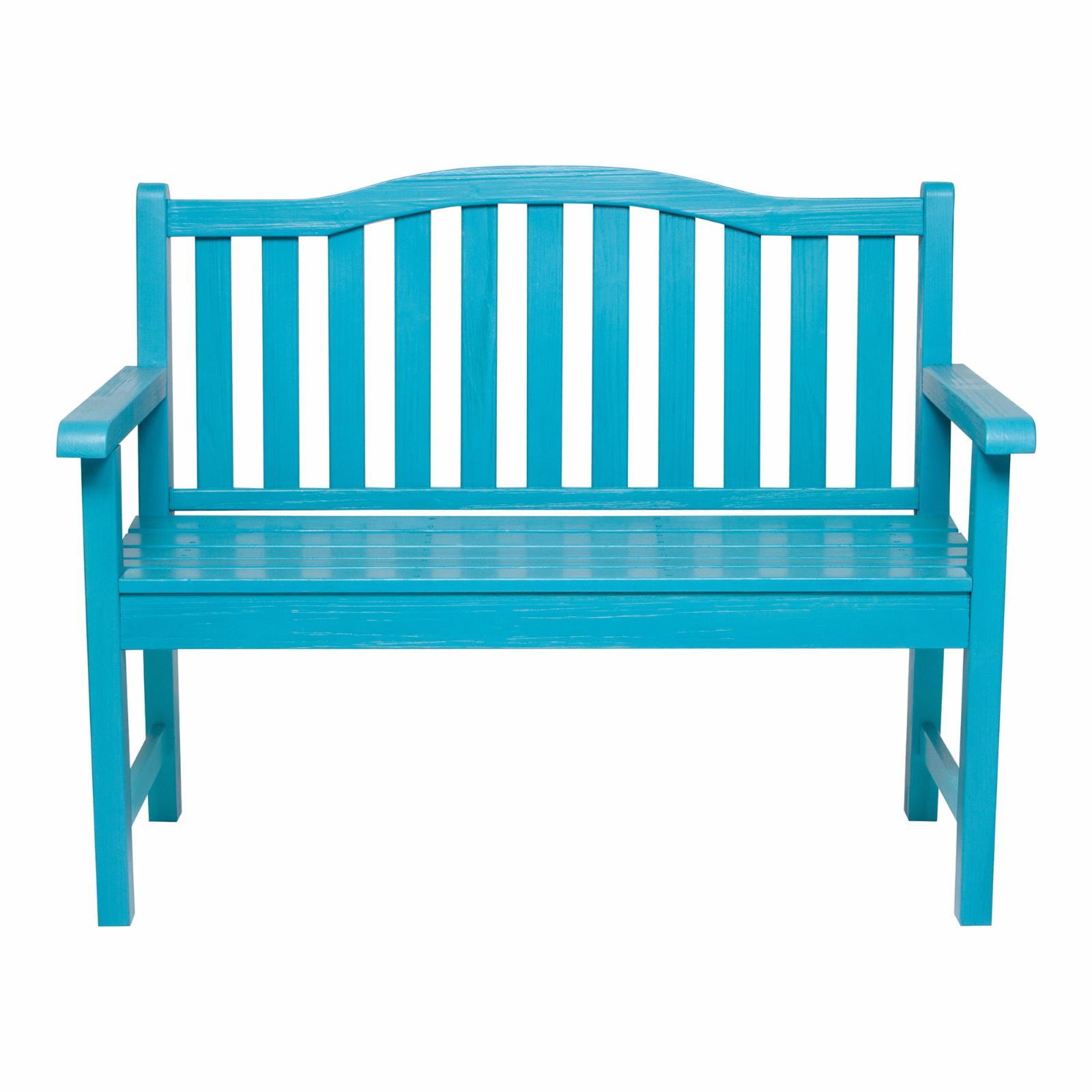 Belfort II 44'' Aqua Cedar Wood Arched Garden Bench