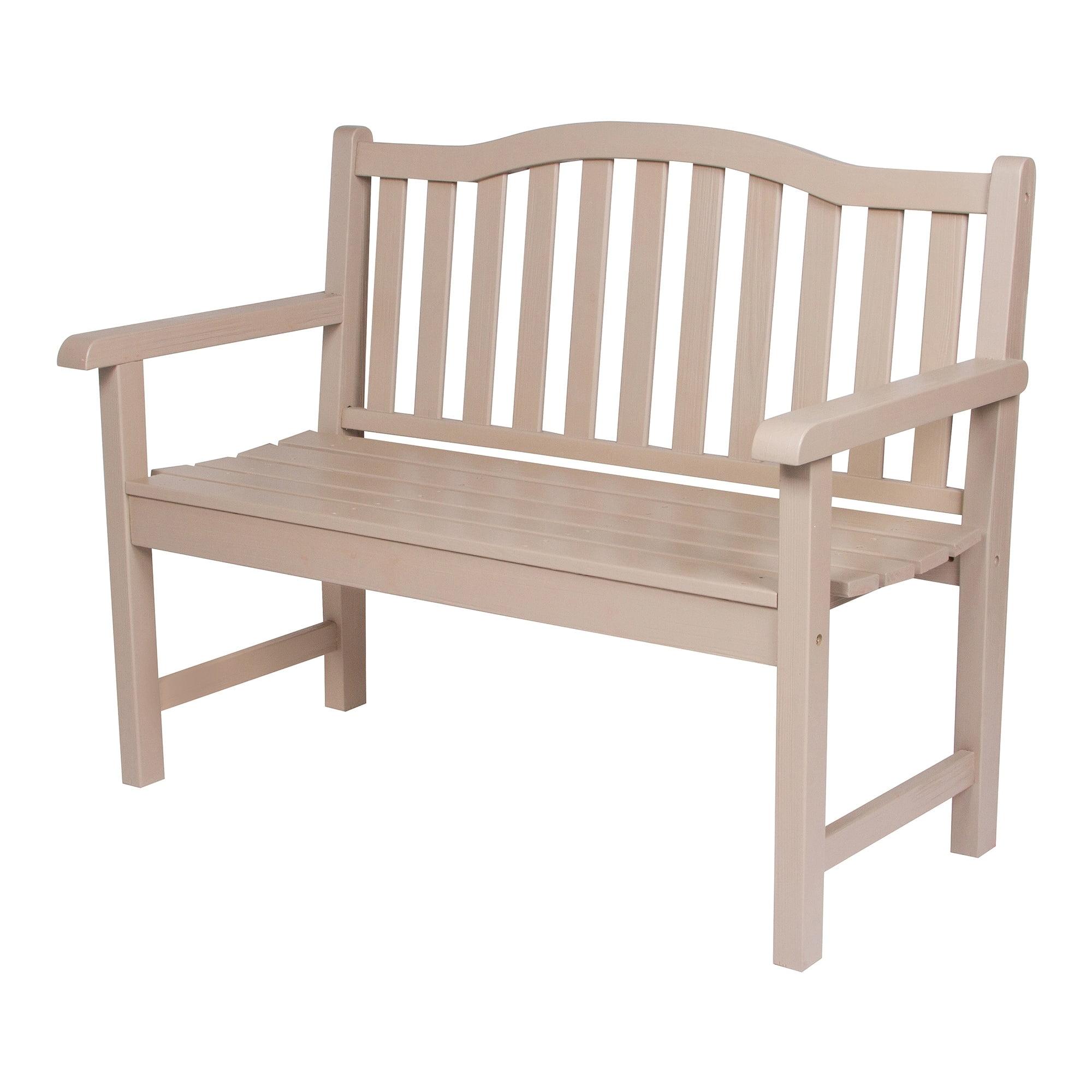 Gray Cedar Wood Outdoor Patio Garden Bench with Arched Back