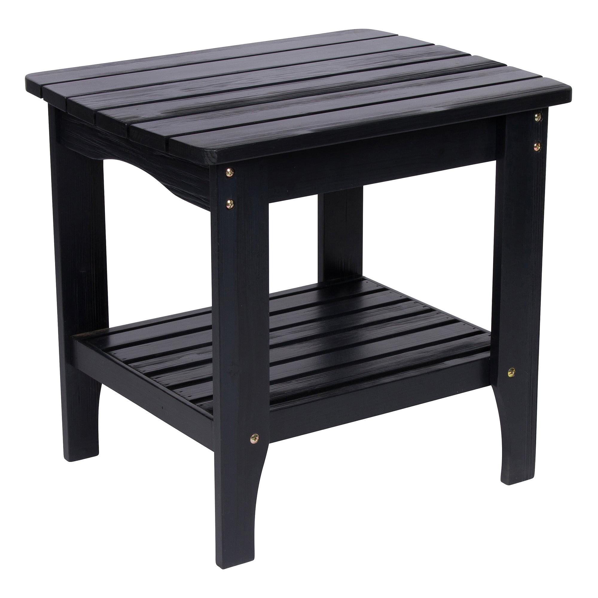 Shine Company Rectangular Traditional Wood Indoor/Outdoor Side Table in Black