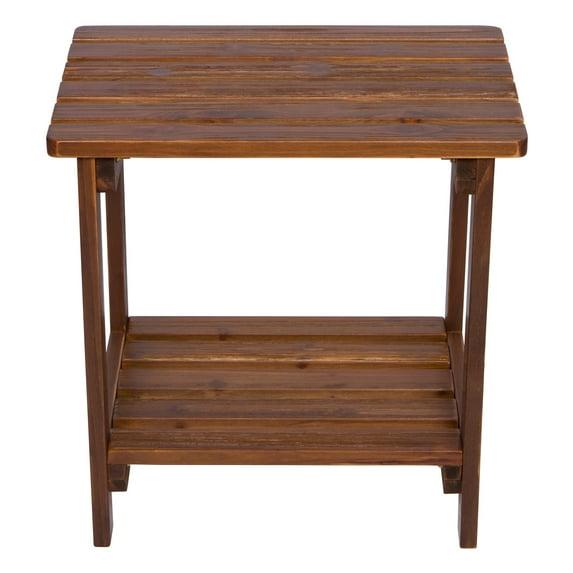Shine Company Rectangular Traditional Wooden Indoor/Outdoor Side Table in Brown