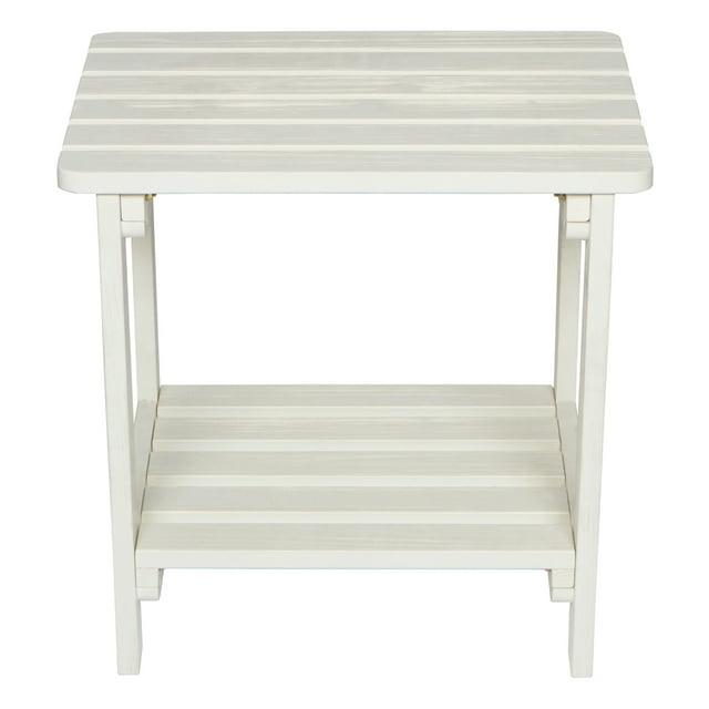 Shine Company Rectangular Traditional Wooden Indoor/Outdoor Side Table in White