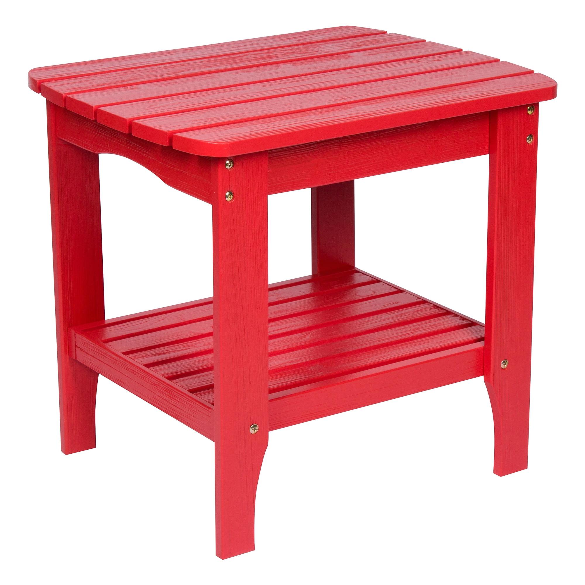 Chili Red Cedar Wood Rectangular Indoor/Outdoor Side Table