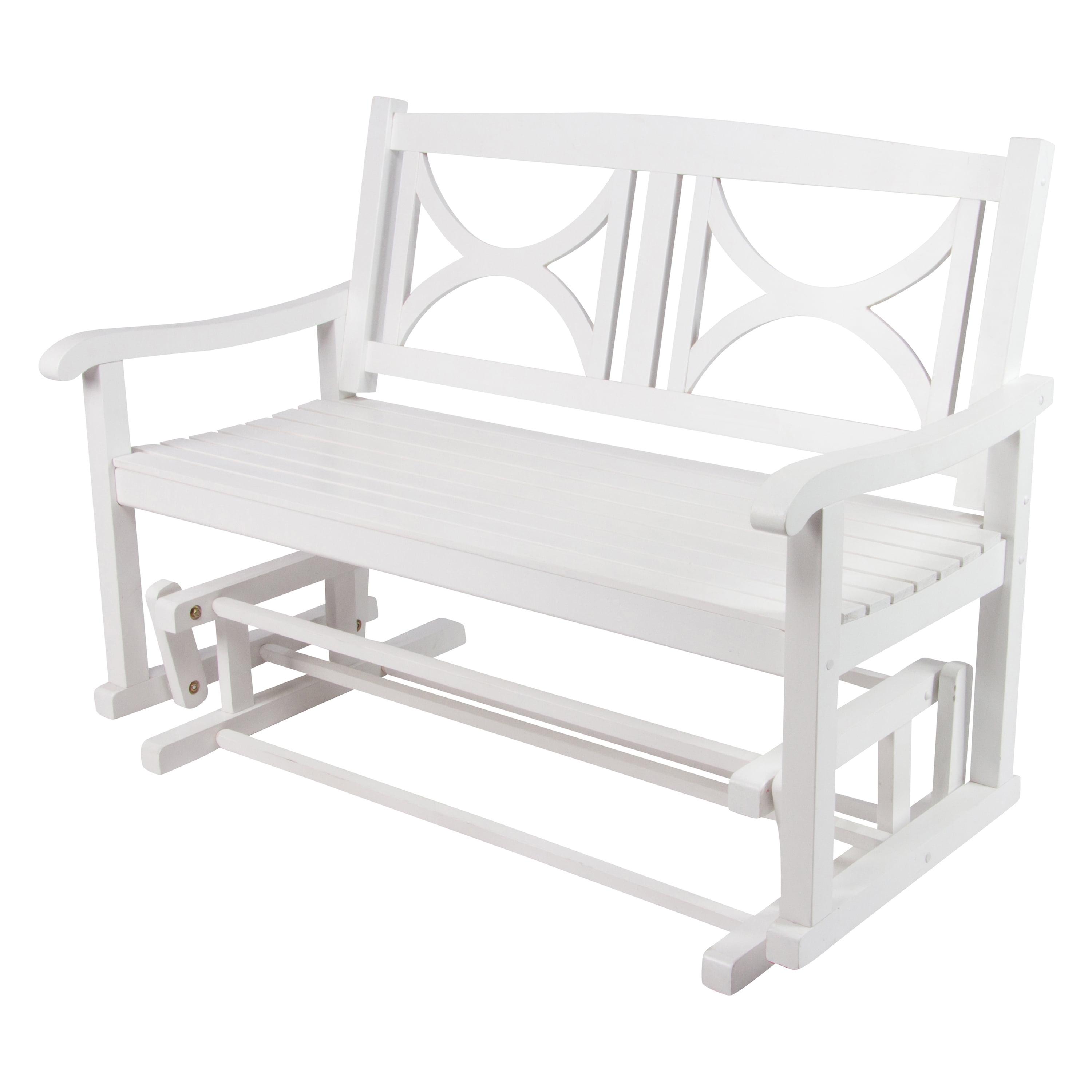 Shine Company Traditional Hardwood Patio Porch Glider Bench in White