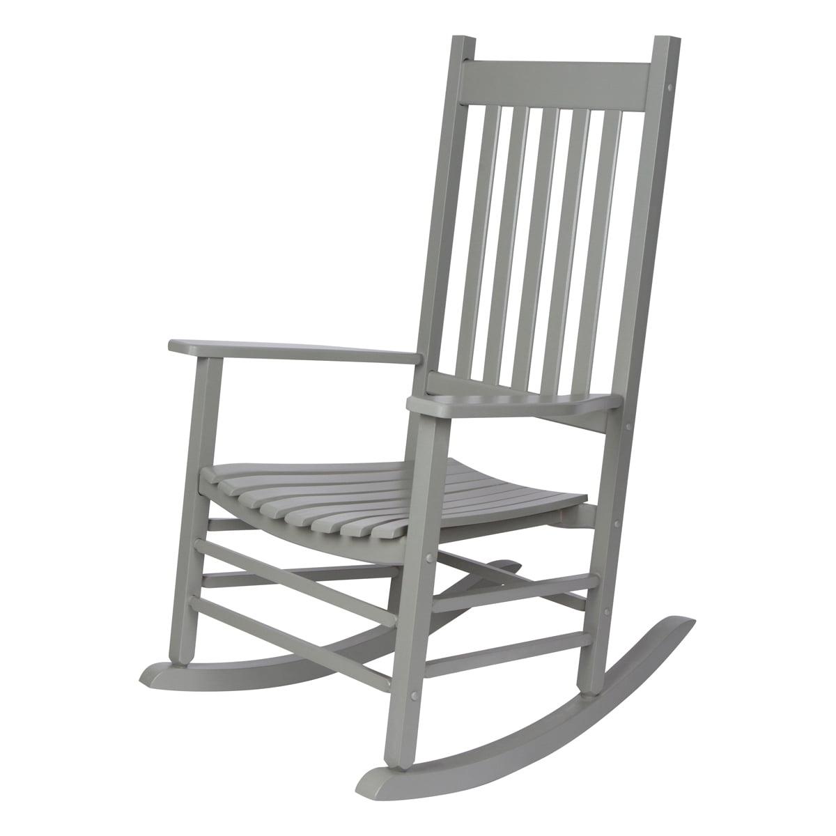 Gray Hardwood High Back Porch Rocking Chair