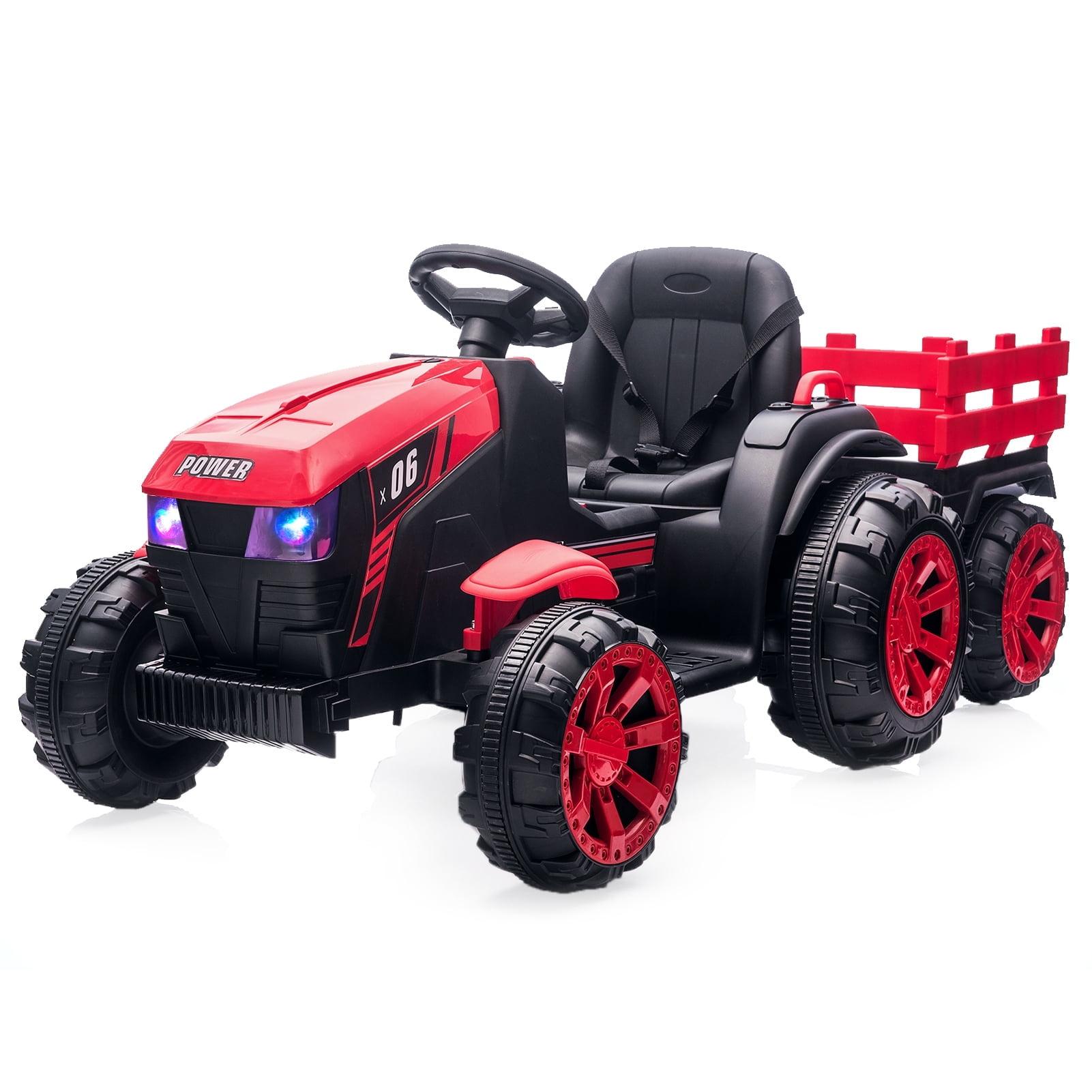 12V Kids Ride On Tractor with Trailer Battery Powered Electric Vehicles Toy