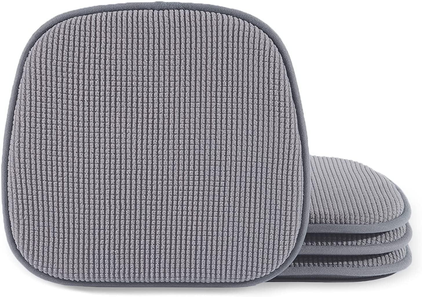 Shinnwa Chair Cushions Set of 4 Seat Cushions Soft Velvet Non Slip Chair Pads for Kitchen Dining Chairs 15 x 16 inch, Gray