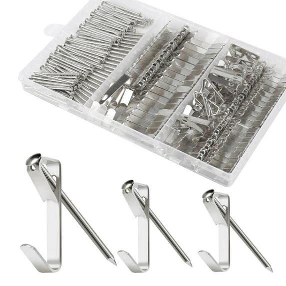 Shinysix Hanging Hook,20lb/30lb/50lb Heavy Duty Heavy Duty Picture Kit 20lb/30lb/50lb Heavy Mirror Decoration Silver Canvas Mirror Decoration Duty Picture Nails 184PCS Picture Kit Frame Canvas Mirror
