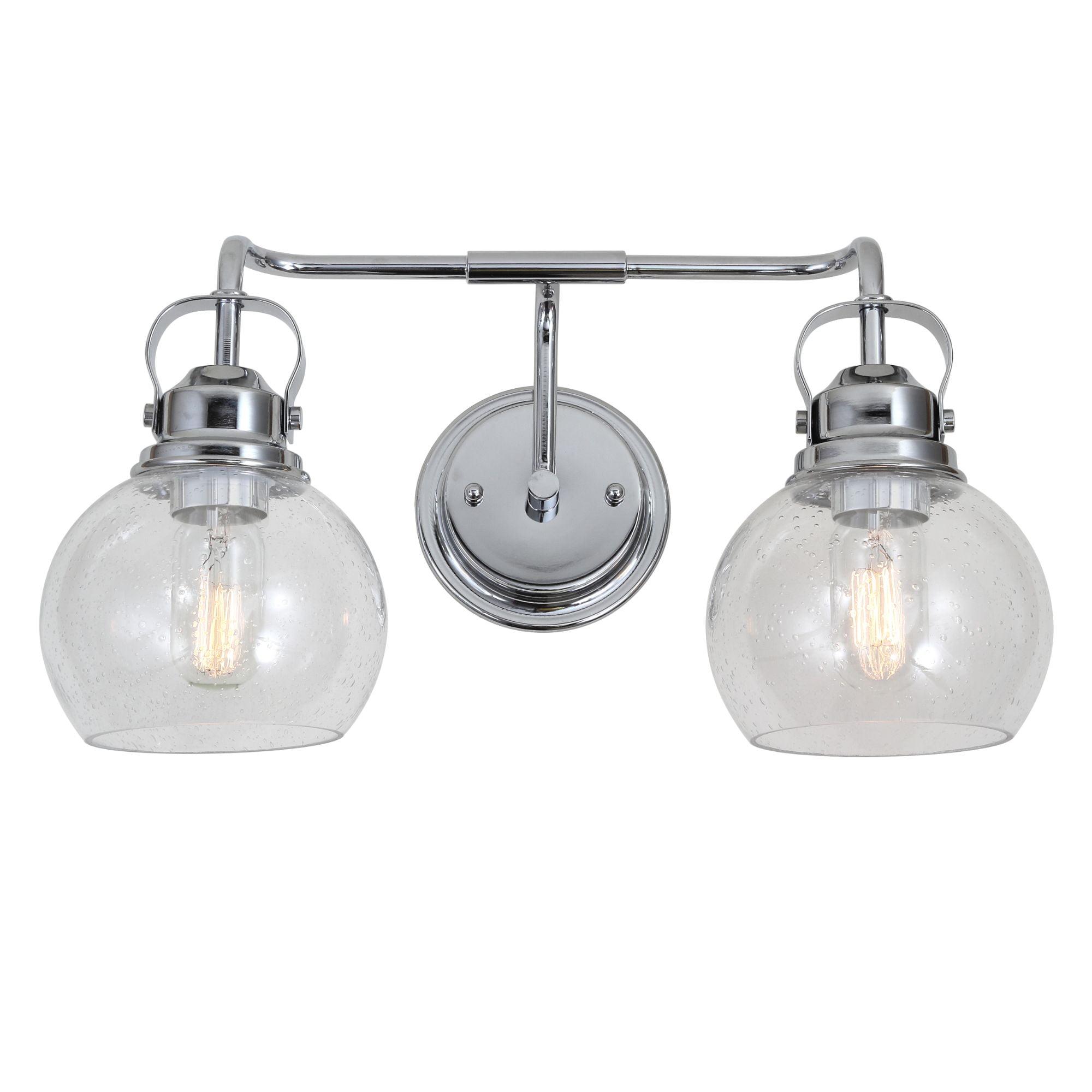 Shirley 17.5" 2-light Metal/ Bubbled Glass Vanity Light, Chrome