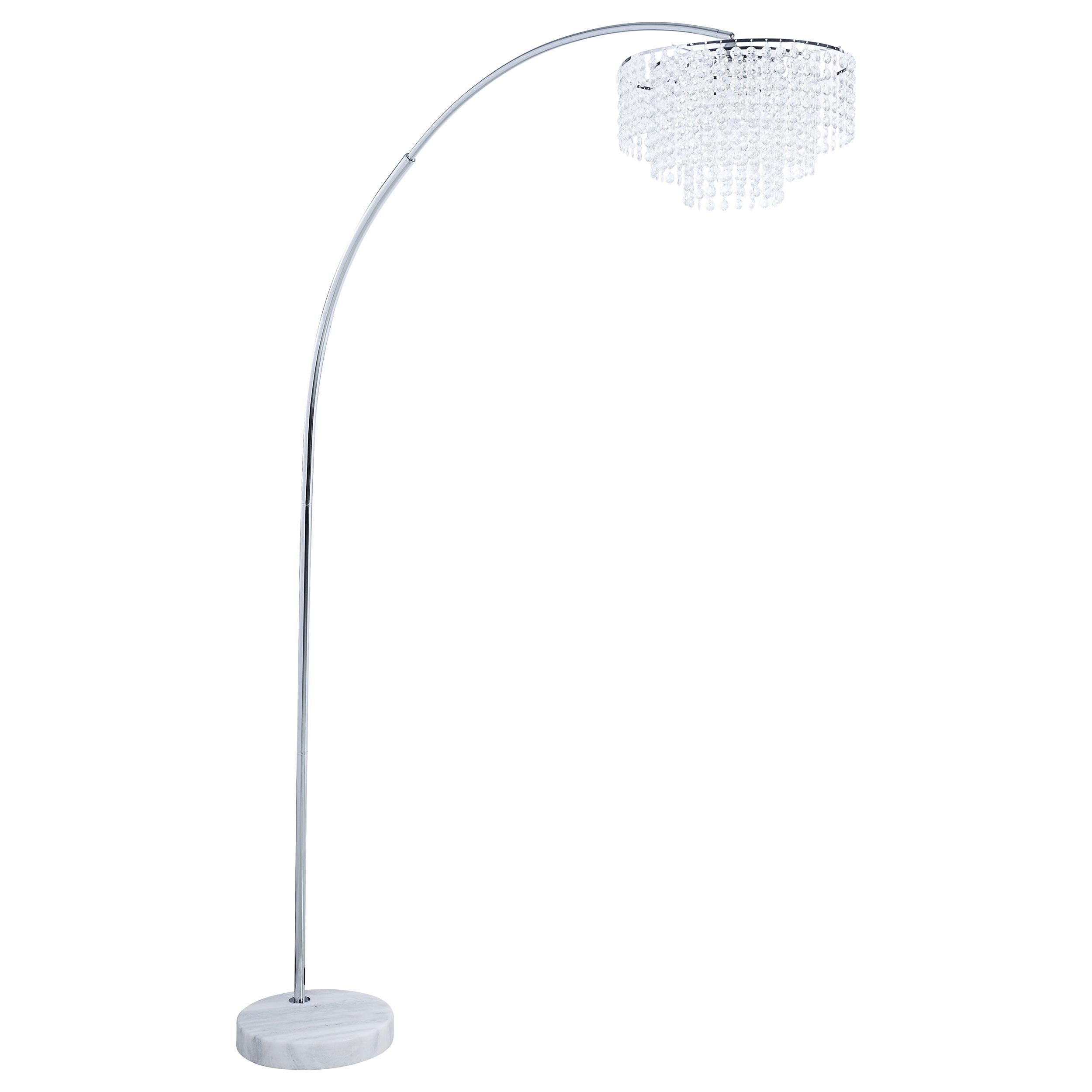 White Marble Base Arc Floor Lamp with Crystal Shade