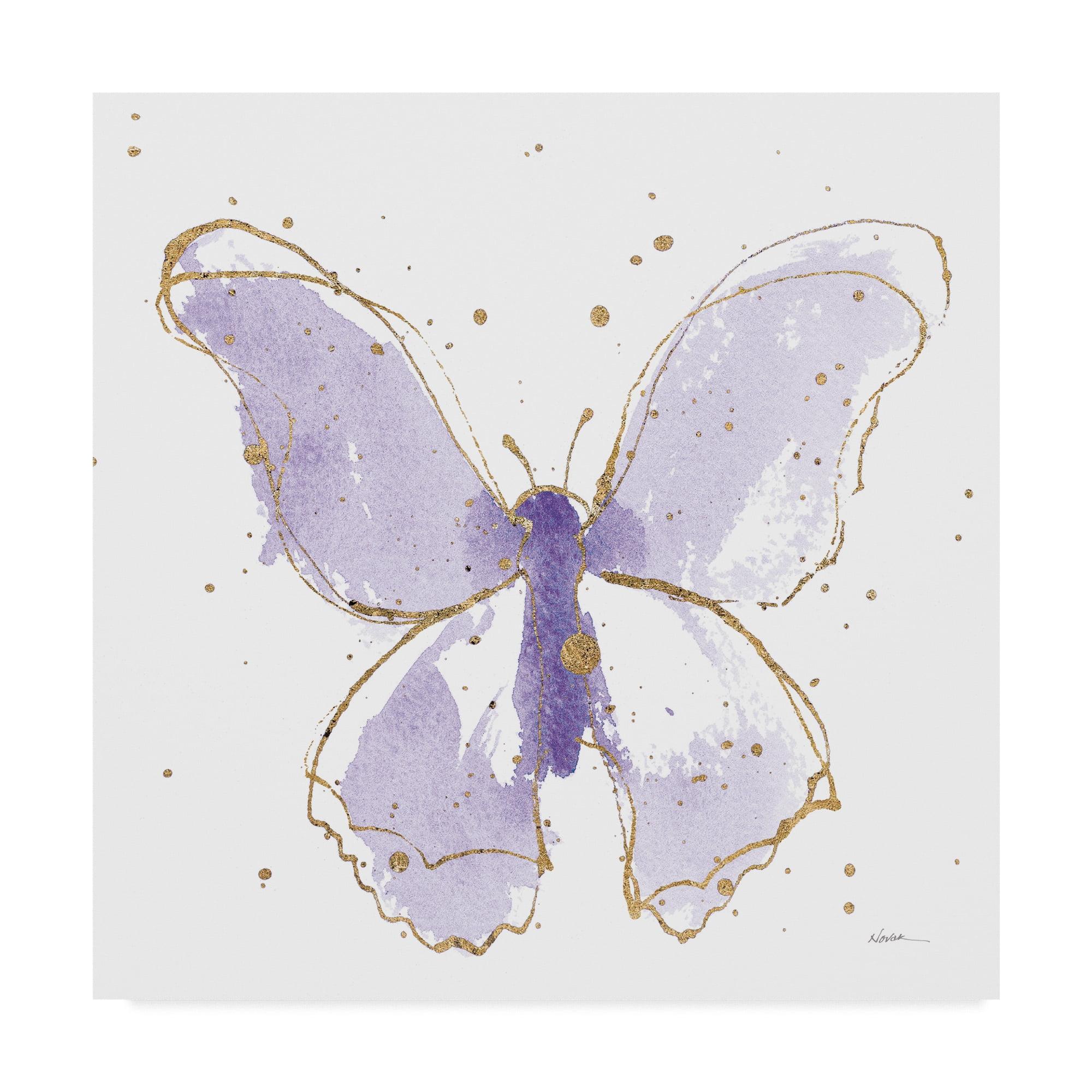 Trademark Fine Art -Shirley Novak 'Gilded Butterflies Ii Lavender' Canvas Art