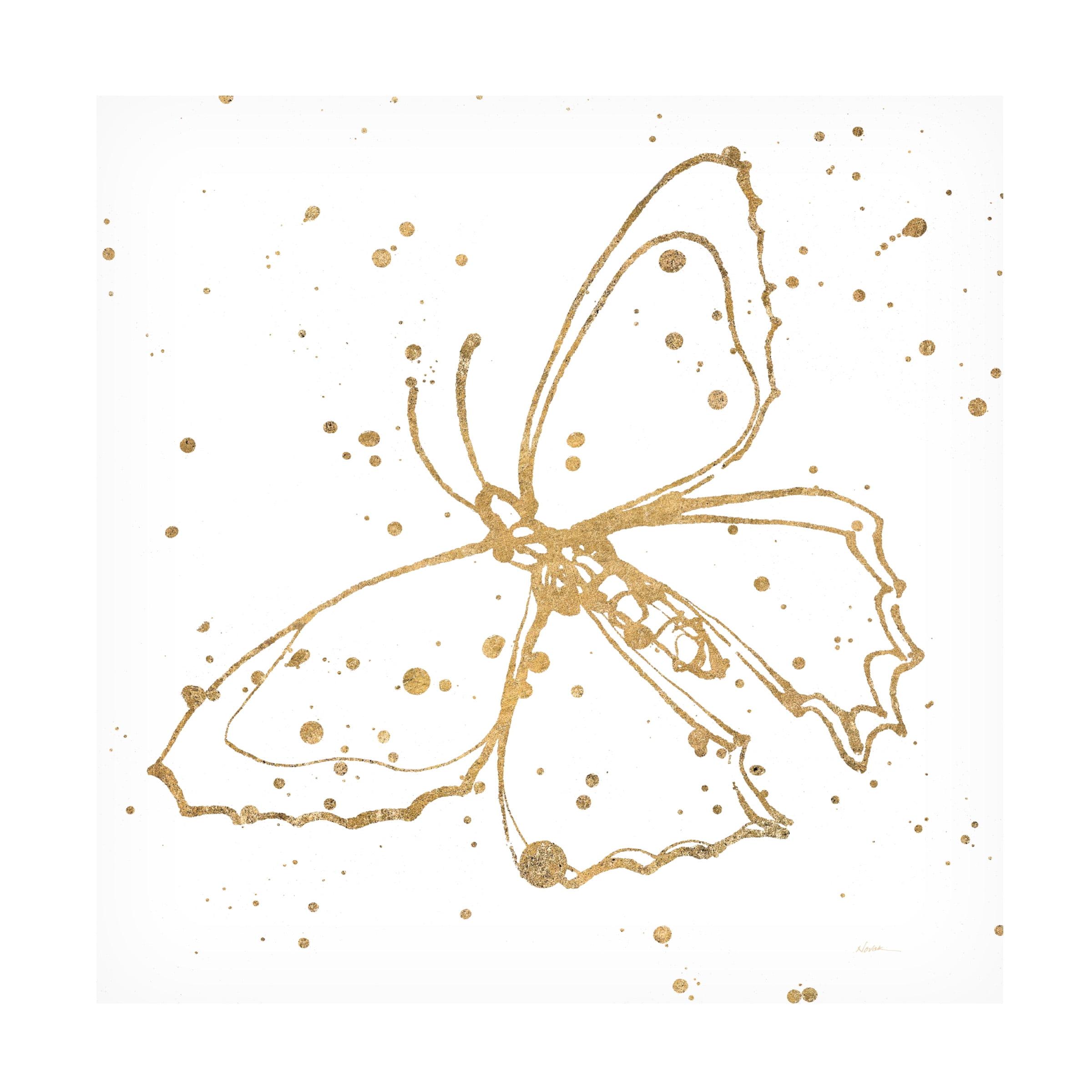 Golden Butterfly on White Canvas Art Print